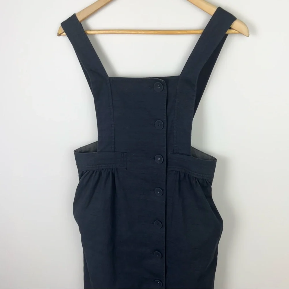 Cue Women’s Pinafore Dress Black Pockets Short Mom Style Comfort Work Size 6 XS - Picture 6 of 12